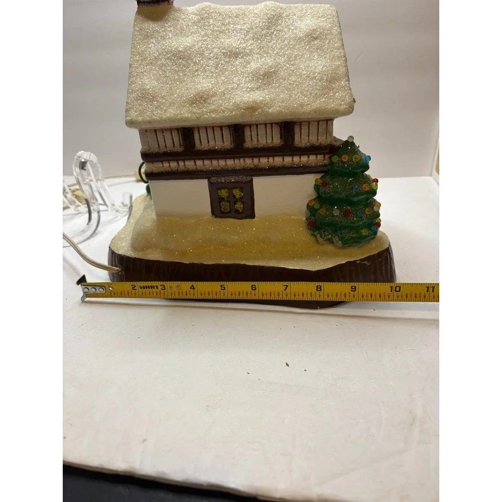 Vintage Lighted Ceramic Christmas House Santa Deer Snow‎ Chalet Decor
